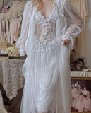 Nukty Autumn White Fairy Vintage Sweet Dress Women Mesh Lace Sexy Casual Korean Dress Female Patchwork Designer Princess Dresses