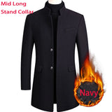 Nukty New Extra Long Wool Trench Coat Male Winter Brand Mens Cashmere Coat Slim Fit Woolen Peacoat Windbreaker Manteau Homme 4XL