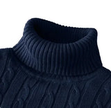 Nukty black turtleneck outfit men Men's High Neck Sweater Solid Color Pullover Knitted Warm Casual Turtleneck  Mens  Knitted Sweater