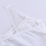 Nukty White Lace Backless Women Sleeveless Tops for Women Clothing Summer Girls Camisoles Lace Cute Cotton Sexy Crop Tops