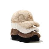 Nukty New Fluffy Baseball Cap For Men Women Winter Thick Plush Peaked Hat Faux Fur Duck Tongue Caps Warm Ear Protection Bonnet