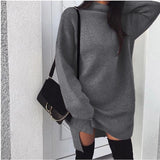 Nukty Women Casual Turtleneck Long Sleeve Sexy Mini Dress Solid Color Loose Evening Party Dresses Elegant Glamorous Daily Costume