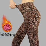 Nukty Plus Size Women's Clothing Basic Tight Leggings Retro Leopard Pencil Pants Casual New Outerwear Winter Warm Fleece Women's Pants