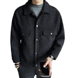 Nukty Trend Autumn and Winter High Quality New Japanese Casual Knit Jacket Short Fashionable Solid Color  Men's Woolen Coat