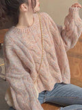 Nukty Japan Sweet Women Knitted Sweater Fashion Loose Preppy Style Jumper Lazy Wind O Neck Long Sleeve Fall Lady Wool Pullovers