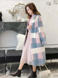 Nukty popular plaid coat winter women's new Korean version imitation mink coat medium long lapel woolen coat