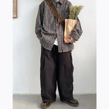 Nukty Japanese Oversize Pant Men Women Spring Autumn Casual Wide-leg Trousers Vintage Simple Straight-leg Baggy Pant Harajuku Unisex