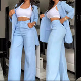 Nukty 2025 Woman Elegant Sets Autumn Fashion Women's Notched Collar Coat & Pocket Design Pants Set Work Commuting Two Piece Suit