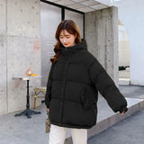 Nukty Women Short Jacket Winter Thick Hooded Cotton Padded Coats Female Korean Loose Puffer Parkas Ladies Oversize Outwear