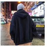 Nukty Autumn Korean Sweatshirts for Men Casual Zip Up Hoodies Loose Coat Street Thick Warm Fashion Hip Hop Cardigans Hooded Jacket