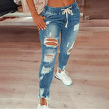 Nukty Women Jeans Ripped Vintage Woman's Distressed Jeans Streetwear Hip Hop High Waist Pants Skinny Denim Trousers джинсы женские