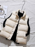 Nukty Women Winter Warm Cotton Padded Puffer Vests Sleeveless Parkas Jacket