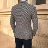 Nukty Houndstooth Plaid Casual Blazer for Men One Piece Suit Jacket with 2 Side Slit Slim Fit Male Coat Fashion In Stock