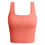 Nukty New Fashion Solid Color Square Neck Ribbed Tank Top Camisole Women Summer Basic Elastic Sleeveless Crop Tops