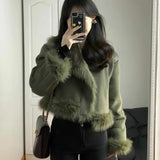 Nukty Spring Winter Outwear Korean s Chic Y2k bomber jacket Fashion Warm Faux Fur Coat Women Casual Long Sleeve short Jackets