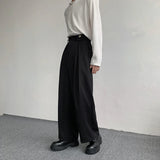 Nukty Black Suit Pants Men Oversized Fashion Social Mens Dress Pants Korean Loose Straight Wide Leg Pants Mens Office Formal Trousers