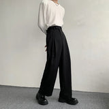 Nukty Black Suit Pants Men Oversized Fashion Social Mens Dress Pants Korean Loose Straight Wide Leg Pants Mens Office Formal Trousers