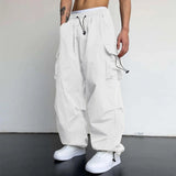 Nukty Streetwear Spring Summer Cargo Pants Men Multi-pocket Harajuku Fashion Casual Men's Jogger Pants Wide Leg Loose Hip Pop Pants