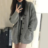 Nukty Women's Sweaters Button Up V-neck Front Pocket Soft Wool Knitted Cardigan Chic Korean Fashion  Outfit Autumn Winter
