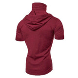 Nukty Summer Hooded T-Shirt Stretch Pullover Slim Fitness Personality Stretch Leisure Sport Shirt Ninja Suit Short-sleeved Mask Top