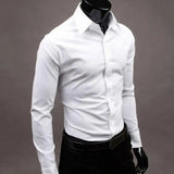 Nukty Classic Business Shirt  Breathable Not See Through Men's Shirt Men's Slim Fit Cotton Business Shirt