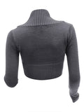 Nukty Women Solid Color Fashion Cropped Sweater Warm Shrug Bolero Sweater Long Sleeve Open Front Cardigan For Women
