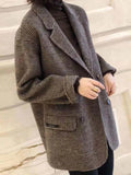 Nukty Suit Coats and Jackets Women Casual Lattice Loose Winter Coat for Women Single Breasted Pockets Korean Fashion Women's Wool Coat