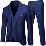 Nukty Business Suit Jacket Coat Blazers Trousers Waistcoat Men Wedding Three Pieces Pants Vest Large Size Professional Dress 3 Pcs Set