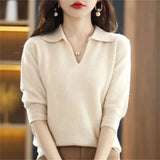Nukty New Women Knitted Sweaters Autumn Winter Warm Clothing Fashion Casual Sweater Long Sleeve Jumper V-Neck Loose Pullovers Top