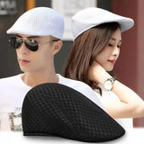 Nukty Summer Casual Beret Hat Unisex Mesh Flat Caps Style Adjustablr Fashion Breathable Summer Hat for Women Men Caps