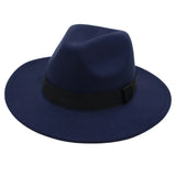 Nukty Autumn and Winter Men and Women's New Large Brimmed Hats, Fashionable Woolen Jazz Hats, English Style Top Hats