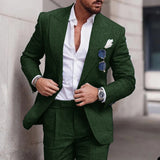 Nukty Linen Suits For Men Wedding 2 Piece Set Single-Breasted Luxury Notched Lapel Top+pants  Trajes Elegante Para Hombre