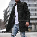 Nukty winter fits men Black Wool Tweed Winter Suit Blazer Single Breasted Jacket Formal Fashion Notch Lapel Herringbone Long Coat for Wedding/Business