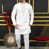 Nukty Summer African Men's Traditional Elegant Suits Outfit Dashiki 2Pcs Shirt & Pants Full Set Designer Clothes Abaya Brand Costume