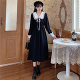 Nukty New Vintage Shirt Dress Women Autumn Spring Long Sleeve Robe Kawaii Lolita Elegant Midi Dresses Korean Fashion Vestido платье