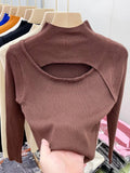 Nukty Autumn Winter Sexy Hollow Out Women Sweaters Tops Slim Vintage Jumper Soft Warm Pull Female Casual Pullover Knitted Sweater