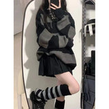 Nukty Women Knitted Sweatshirt Korean Fashion Stripe Female Loose Long Sleeve Sweater Casual Streetwear Jumper Autumn New