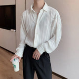 Nukty Autumn Winter New Fashion Temperament Trend Simple Blouse Male Korean Fold Design Shirt Man Solid Color Loose Casual Gentmen Top