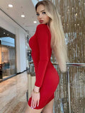 Nukty New Arrival Turtleneck Long Sleeve Skinny Mini Dress Sexy Skirt Dresses Women Elegant Chest Slim Pleated Dress