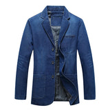 Nukty Mens Denim Blazer Men Fashion Cotton Vintage Suit Outerwear Male Blue Coat Denim Jacket Men Slim Fit Jeans Denim Blazers Top 4Xl