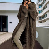 Nukty Women Pockets Sweater Cardigan Kintted Jacket Spring Autumn Crochet Loose Long Winter Maxi Warm Jumper Coat Cardigans