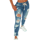 Nukty Women Jeans Ripped Vintage Woman's Distressed Jeans Streetwear Hip Hop High Waist Pants Skinny Denim Trousers джинсы женские