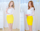 Nukty Fashion Bodycon Skirts Women's Summer Autumn Bottom Elastic Short Skirts For Office Lady Solid Color Draped Slim Mini Skirt