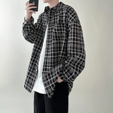 Nukty 4 Colors Plaid Men Blouses Harajuku Checked Shirts Men High Quality Autumn New Oversize Streetwear Retro Men's Handsome Shirt