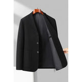 Nukty Mens Blazer Fashion Business Handsome Gentleman Korean Version of British Style Leisure Slim Solid Color Wedding Work Blazer