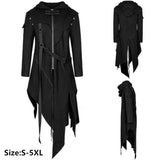 Nukty WELL DRESSED MEN New 2024 Men's Punk Style Irregular Trench Coats Black Gothic Long Hooded Jackets Halloween Man Cosplay Costume Large Size S-5XL