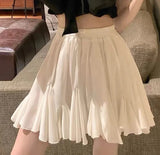 Nukty White Mini Skirts for Women Cute Princess Summer Gown Pleated Skirt Korean Version Trendy Sweet Schoolgirls Holiday High Waist