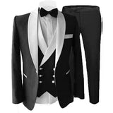 Nukty 3 Piece Suits for Men Slim Fit Groom Wedding Tuxedos Shawl Lapel Jacket Business Formal Party Blazer Vest Pants Costume Homme