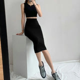 Nukty Midi Pencil Skirts Women Slim Elastic Hotsweet European Style Fashionable Summer High Waist All-match Streetwear Young Sexy Lady