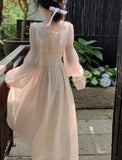 Nukty Elegant French Princess Evening Party Midi Dresses for Women Autumn Slim Bandage Long Sleeve Vestidos Korean Spring Clothes
